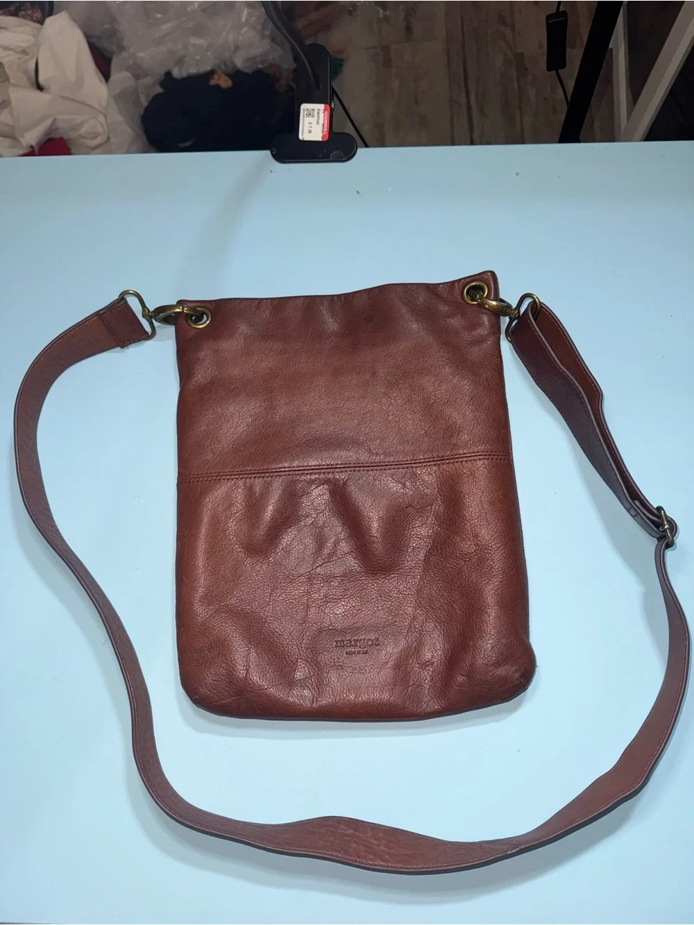 Margot Genuine Leather Crossbody Bag - Brown